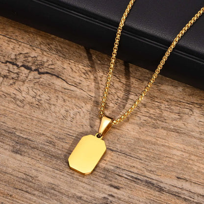 Jewelify Gold-Plated Stainless Steel Black Square Natural Stone Pendant for Men - Jewelify Shop