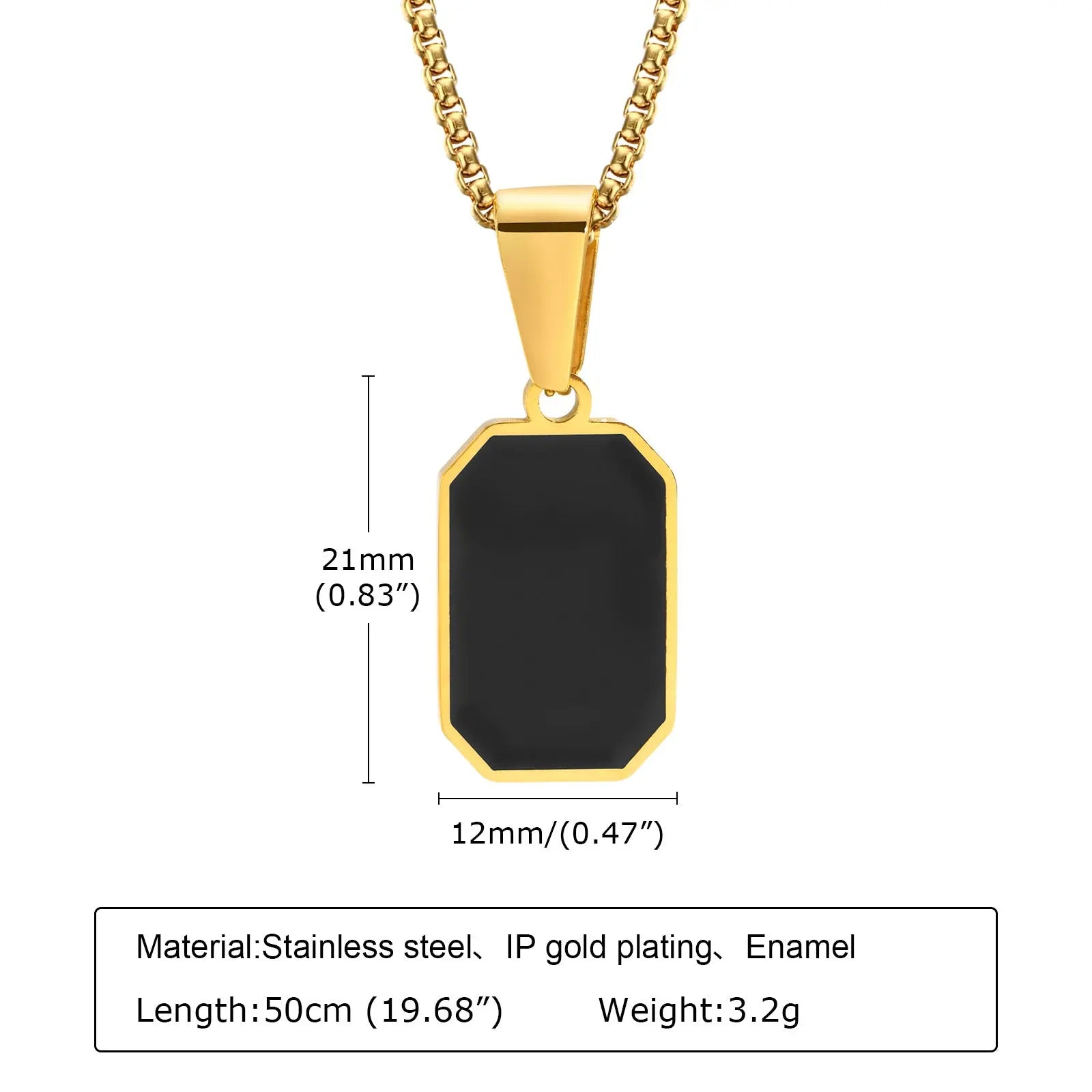 Jewelify Gold-Plated Stainless Steel Black Square Natural Stone Pendant for Men - Jewelify Shop