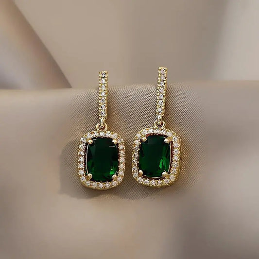 Jewelify Green Gemstones Drop Earrings - Jewelify Shop