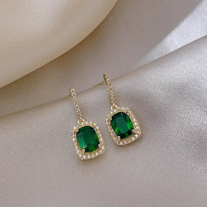 Jewelify Green Gemstones Drop Earrings - Jewelify Shop