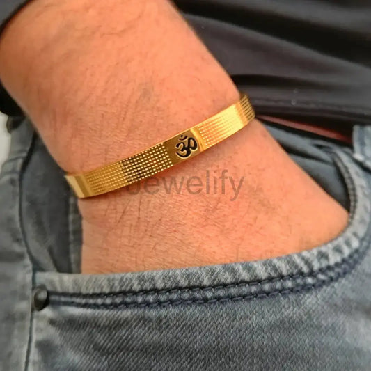 Om Men’s Gold Bracelet With Dotted Pattern Bracelete For Men