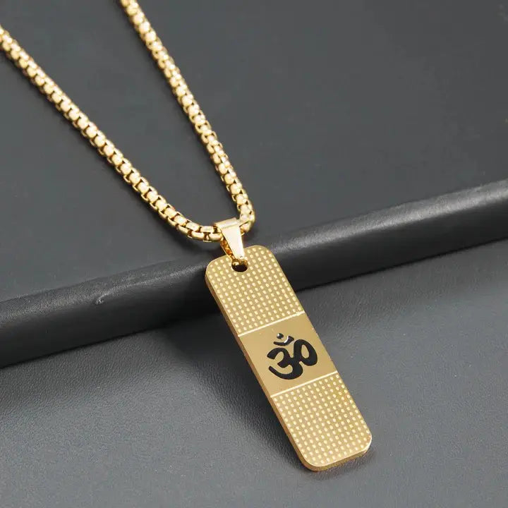 Jewelify Om Pendant Dotted Design Gold Chain For Men (24 Inch) - Jewelify Shop