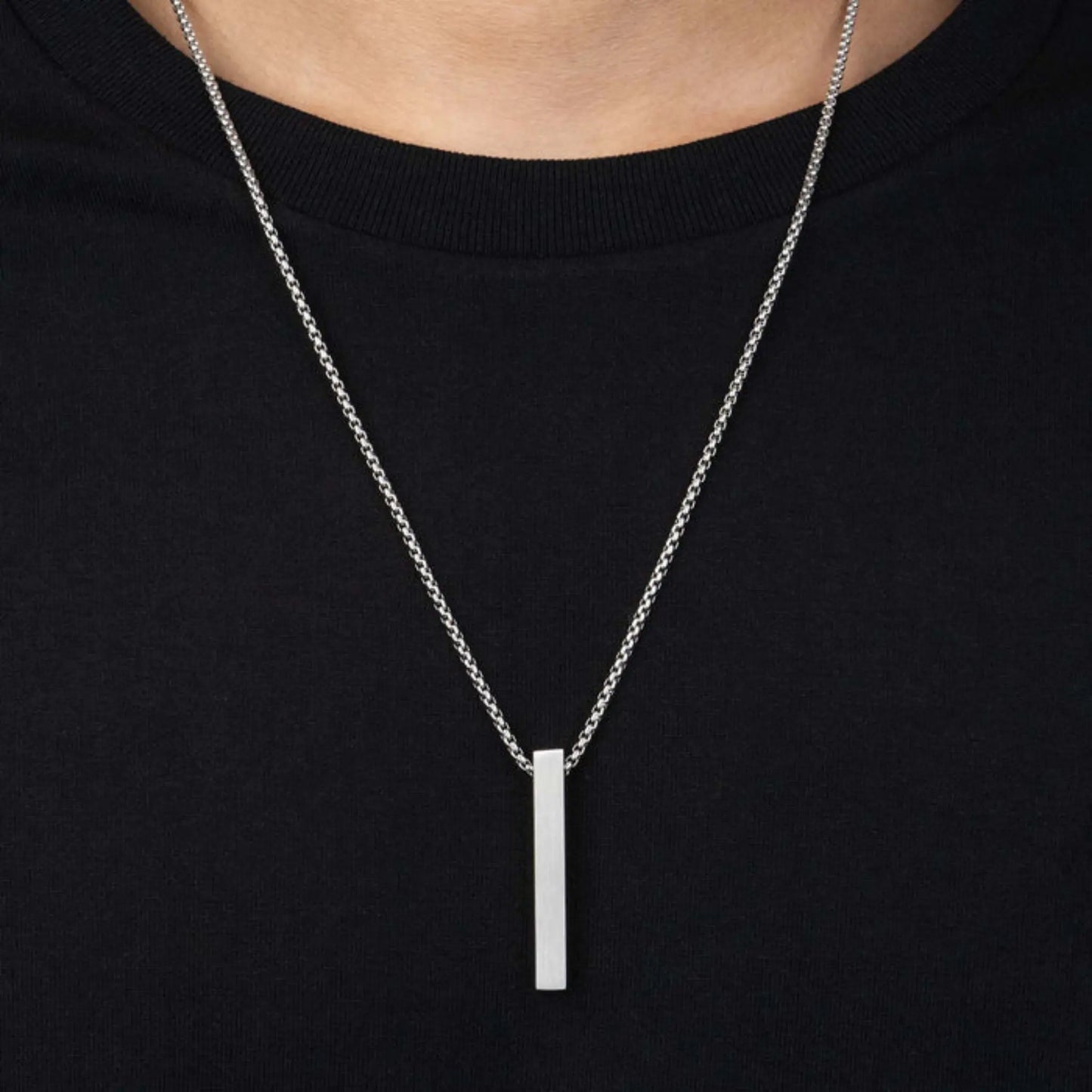 Jewelify Silver Bar Pendant Chain Necklace For Men - Jewelify Shop