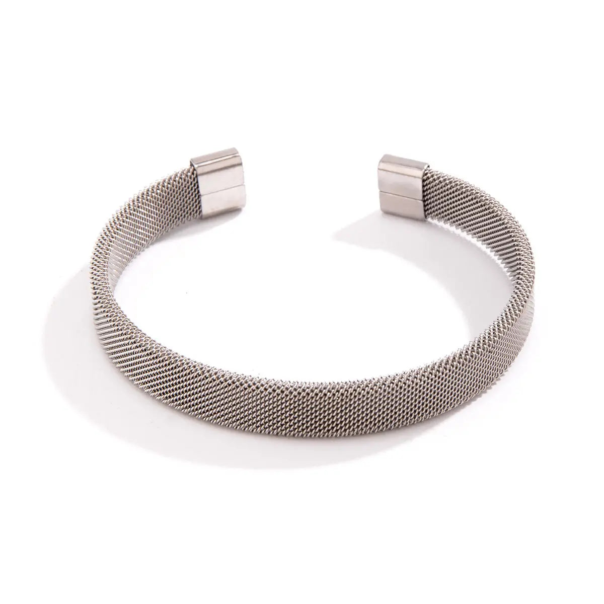 Jewelify Silver Plated Woven Stainless Steel Cuff Bracelet For Men - Jewelify Shop