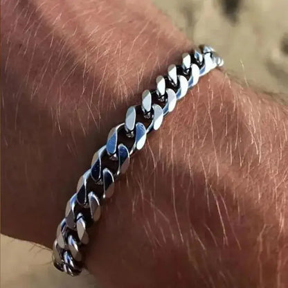 Jewelify Silver Stainless Steel Curb Bracelet For Men (8.2 Inch) - Jewelify Shop