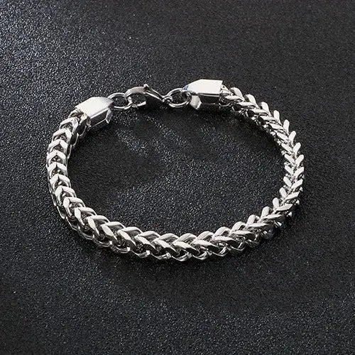 Jewelify Silver Titanium Steel Plating Chain Men's Bracelets (9.5 Inch) - Jewelify Shop