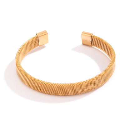 Jewelify Sleek Gold-Plated Mesh Cuff Bracelet For Men - Jewelify Shop