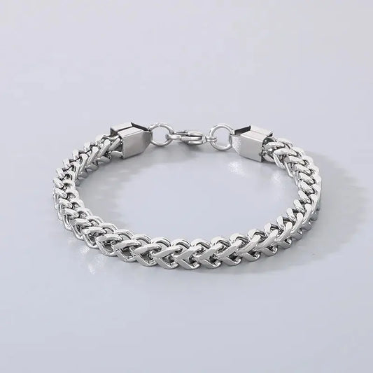 Silver Stainless Steel Bracelet For Men (8.5 Inch) - Jewelify Shop